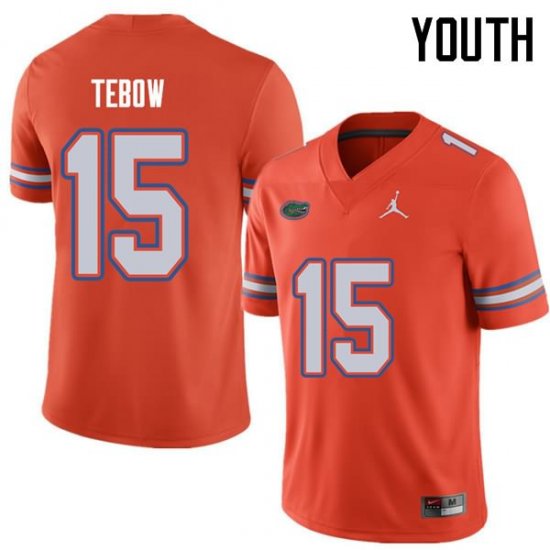 Youth Florida Gators #15 Tim Tebow NCAA Jordan Brand Orange Authentic Stitched College Football Jersey EZX5262ZN